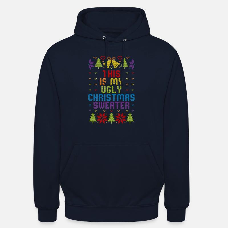 Pull-en-ciel moche de Noël - Sweat-shirt à capuche unisexe - marine