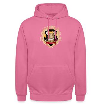Souris avec couronne de fromage dans un cadre royal - Sweat-shirt à capuche unisexe - rose - Devant - Alina (178cm) & Michal (187cm)