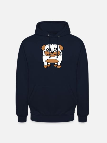 Hund Mops Lille Sød Pik Kærlighed Glad Komisk Sjov - Hættetrøje unisex - marineblå