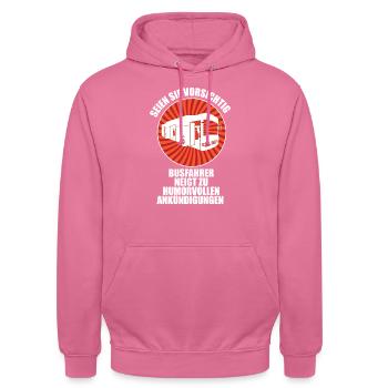 Caution Bus drivers tend to make humorous announce - Unisex Hoodie - Pink - Vorne - Alina (178cm) & Michal (187cm)