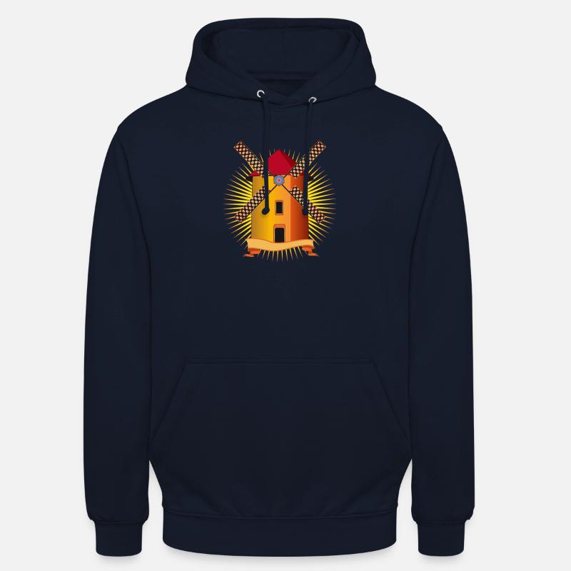 moulin à vent doré avec un fond brillant - Sweat-shirt à capuche unisexe - marine