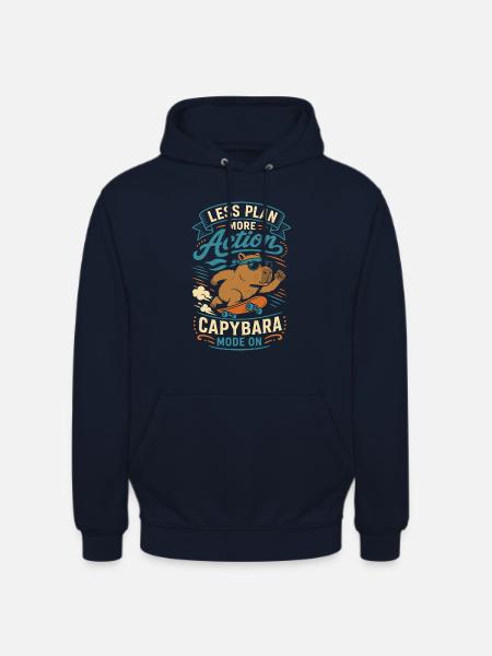 Less Plan More Action – Skateboard-Capybara - Unisex Hoodie - Navy