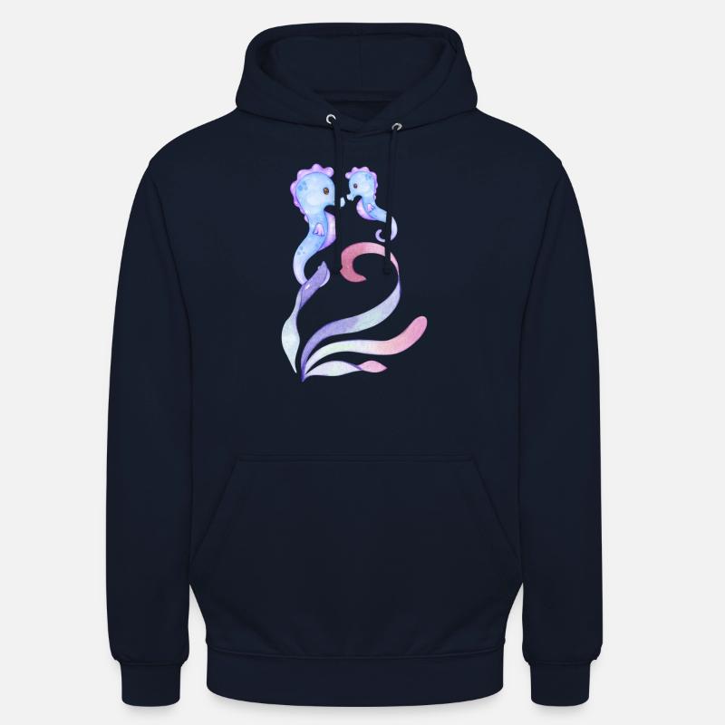 blaue Seepferdchen - Mutter + Kind - Unisex Hoodie - Navy