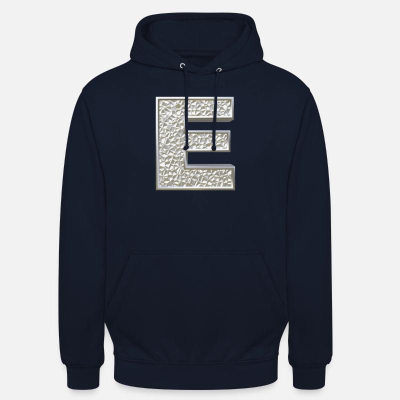 E, lettre, lettre E, initiale, initiale E, monogramme, - Sweat-shirt à capuche unisexe - marine