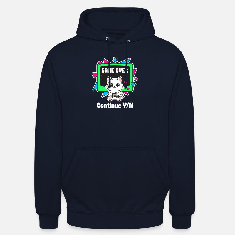 Retro Cats Controller Game Over - Unisex Hoodie - navy