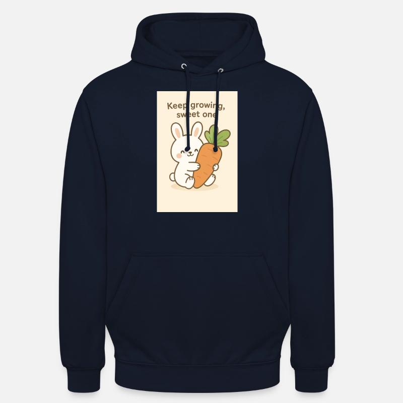 Kawaii Bunny Hugging Giant Carrot - Unisex Hoodie - navy