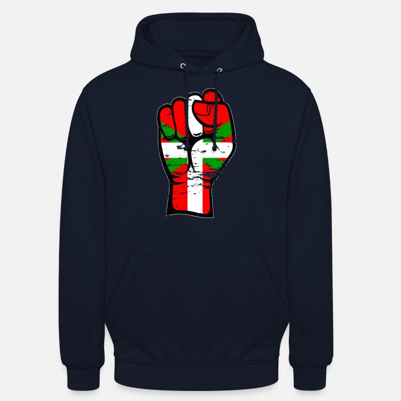 Poing de drapeau basque utilisé - Sweat-shirt à capuche unisexe - marine