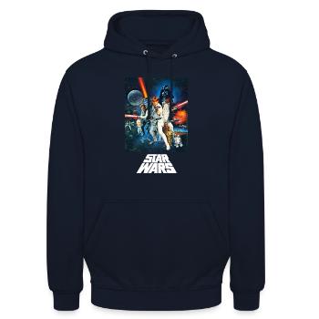 Star Wars Retro Motiv - Unisex Hoodie - Navy - Vorne - Alina (178cm) & Michal (187cm)
