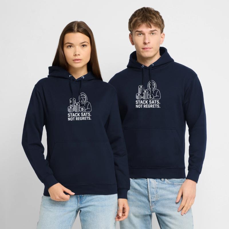 Conception de sweat à capuche Bitcoin – Stack Sats. Pas de regrets. Sweat-shirt à capuche unisexe