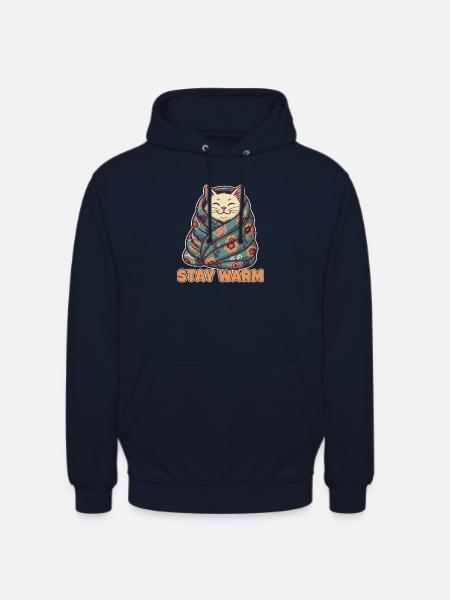 Katzenmantel Stay Warm Blütenmuster - Unisex Hoodie - Navy