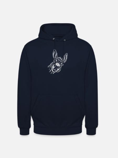 Esel-Porträt im Linienstil - Unisex Hoodie - Navy
