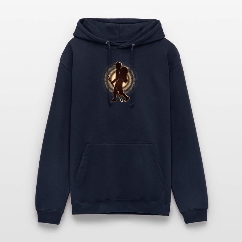 Pilger oder Wanderer mit Wanderstab & Rucksack Unisex Hoodie