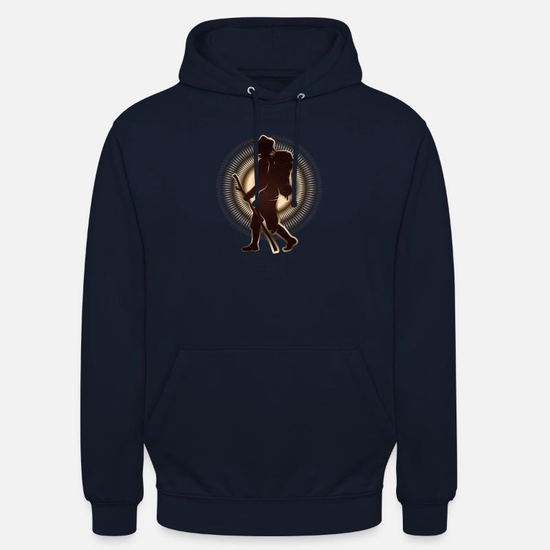 Pilger oder Wanderer mit Wanderstab & Rucksack - Unisex Hoodie - Navy