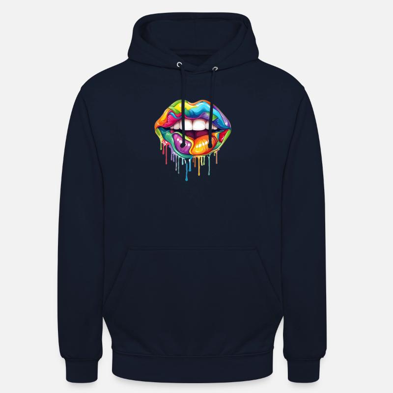 Regenbogen Lippen - Unisex Hoodie - Navy