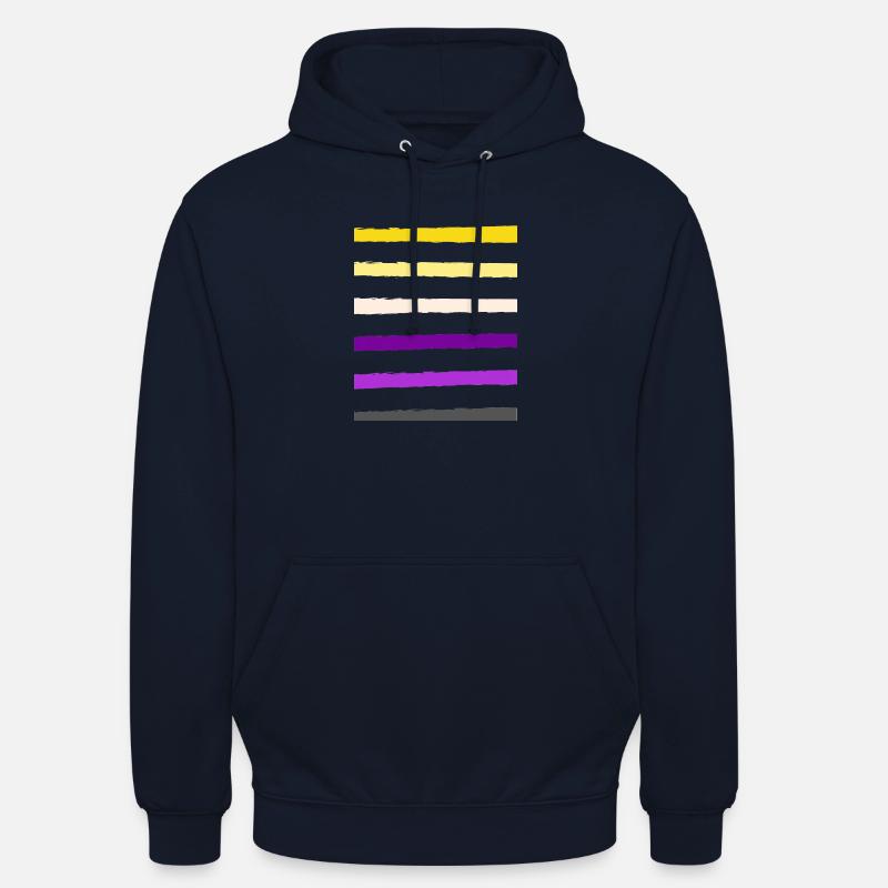 non binary stripe - Sweat-shirt à capuche unisexe - marine