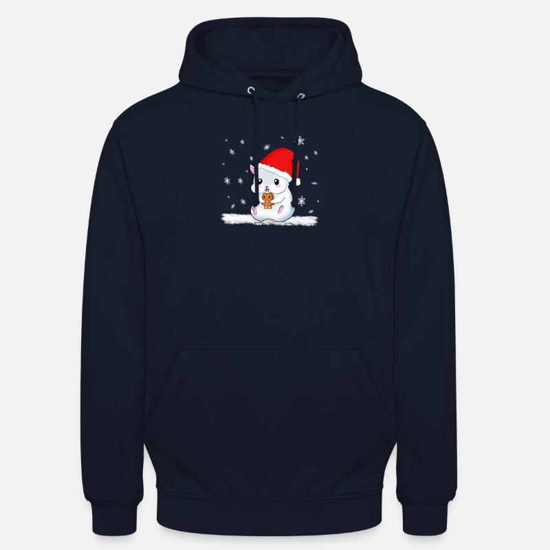 A Sweet Hamster Eats A Cookie While It Snows - Unisex Hoodie - navy