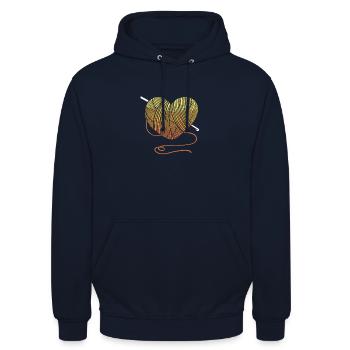 Handarbeit Häkeln Wolle - Unisex Hoodie - Navy - Vorne - Alina (178cm) & Michal (187cm)