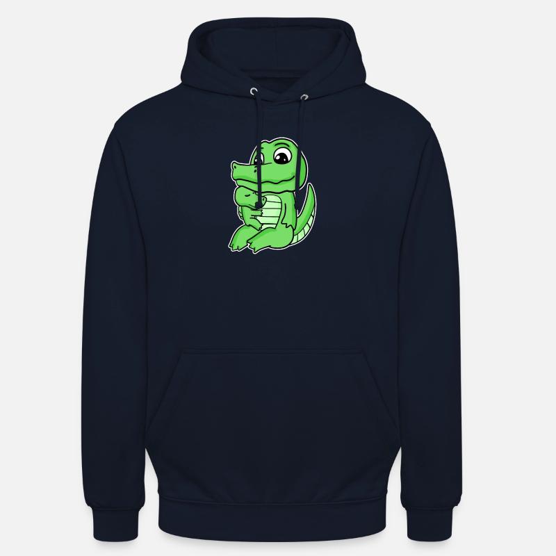 Famille Crocodile - Crocodile avec bébé - Sweat-shirt à capuche unisexe - marine