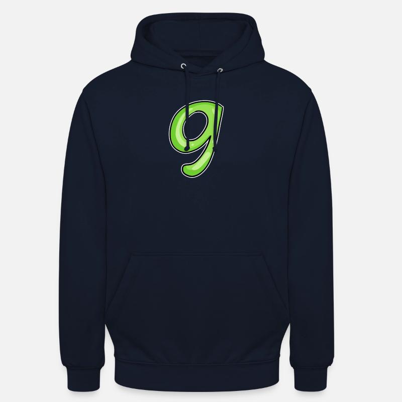 Numéro 9 - Neuf - 9 Motif Vert Vert Clair - Sweat-shirt à capuche unisexe - marine