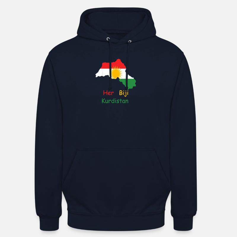 Drapeau du Kurdistan avec soleil kurde - Sweat-shirt à capuche unisexe - marine