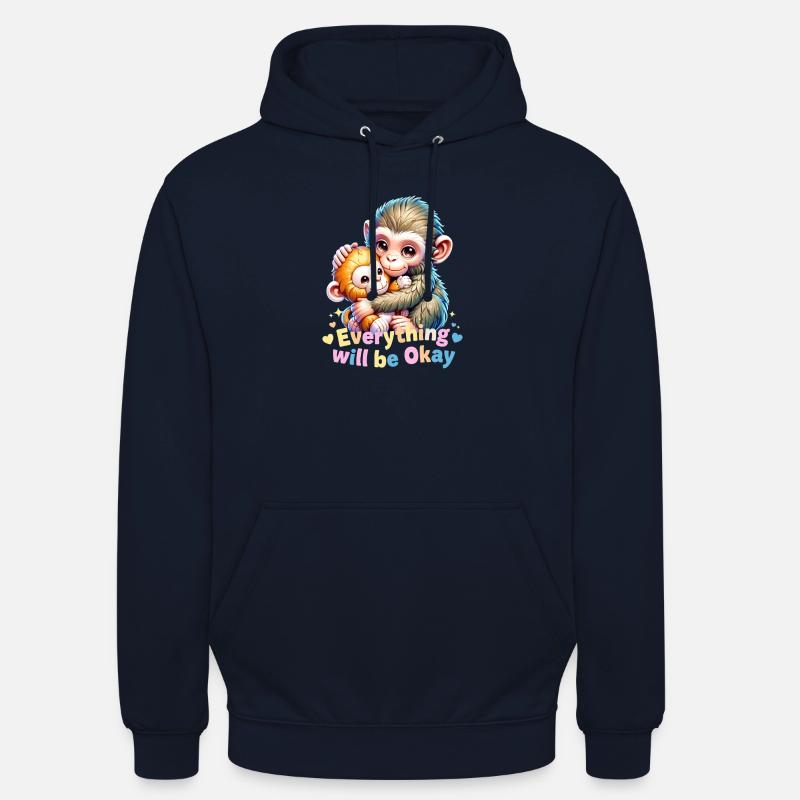 Alles wird gut, Affenumarmung - Unisex Hoodie - Navy