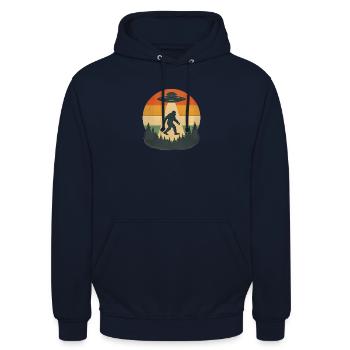 Alien Bigfoot UFO Sasquatch Believers Raumschiff - Unisex Hoodie - Navy - Vorne - Alina (178cm) & Michal (187cm)