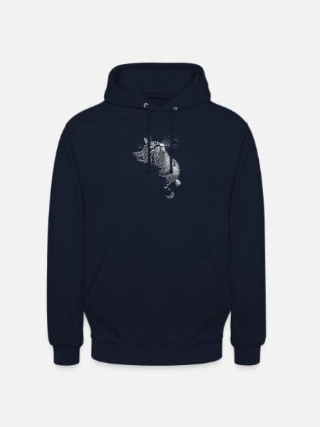 Graustufen Katzenschnurrer Blick - Unisex Hoodie - Navy