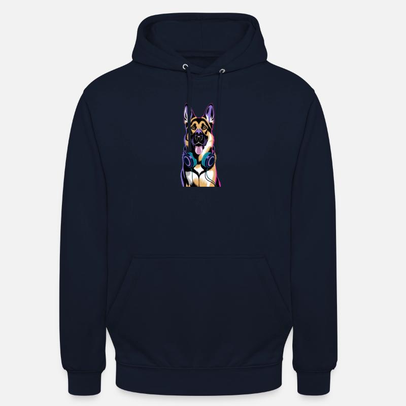 Deutscher Schäferhund mit Kopfhörer - Unisex Hoodie - Navy
