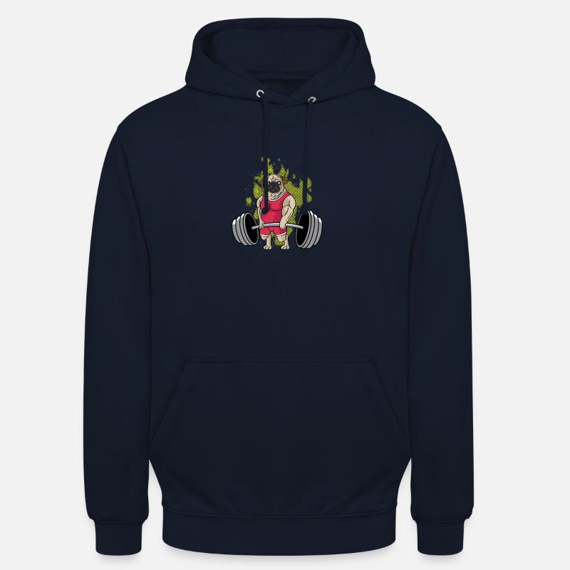 Mops -Gewichtheben Trainingstrainer Gift - Unisex Hoodie - Navy