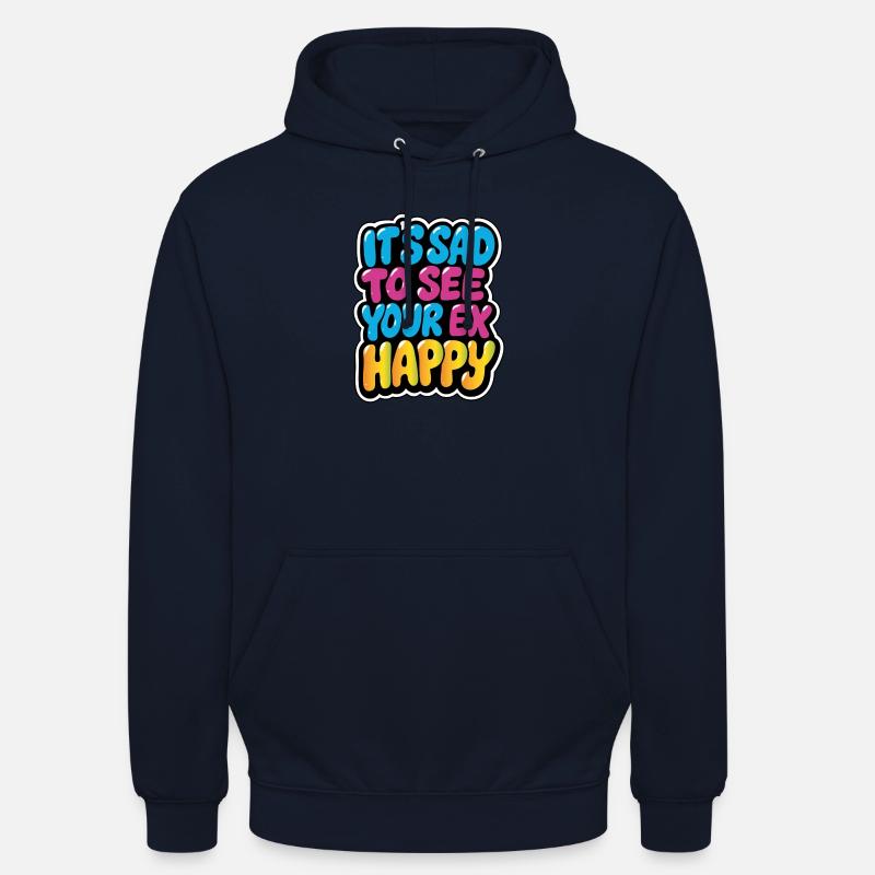 Fargerik trist til glad eks-meme-design - Unisex-hettegenser - marine