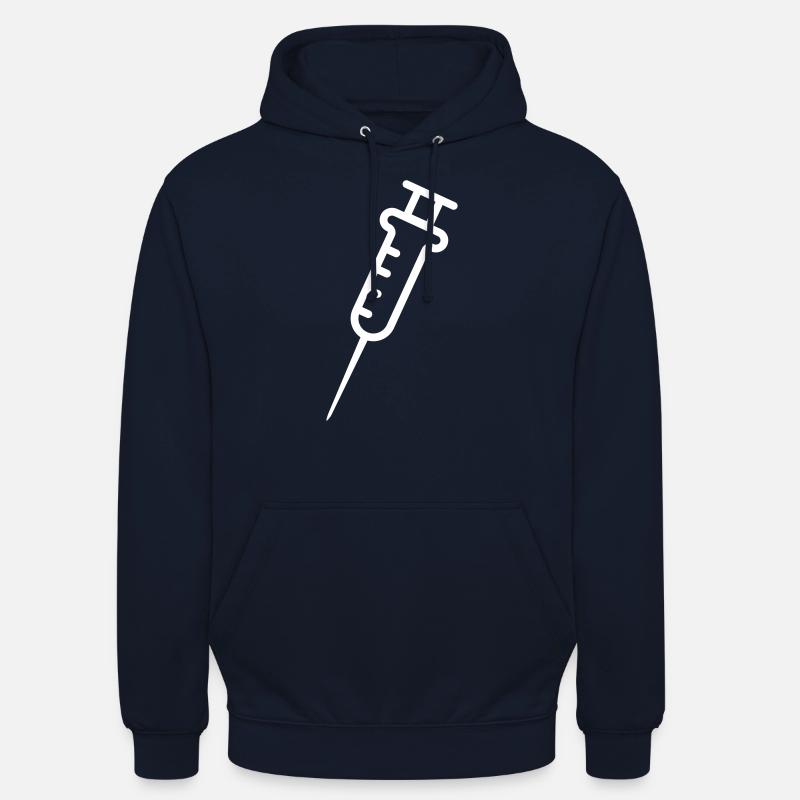 Seringue blanche, graphique vectoriel - Sweat-shirt à capuche unisexe - marine