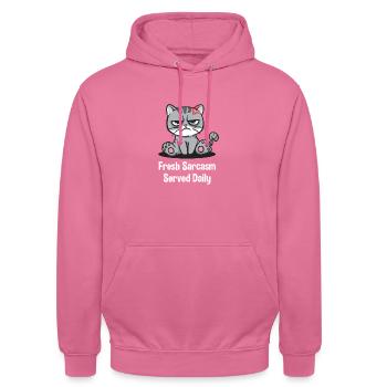 Le sarcasme frais sert du sarka amusant tous les jours - Sweat-shirt à capuche unisexe - rose - Devant - Alina (178cm) & Michal (187cm)