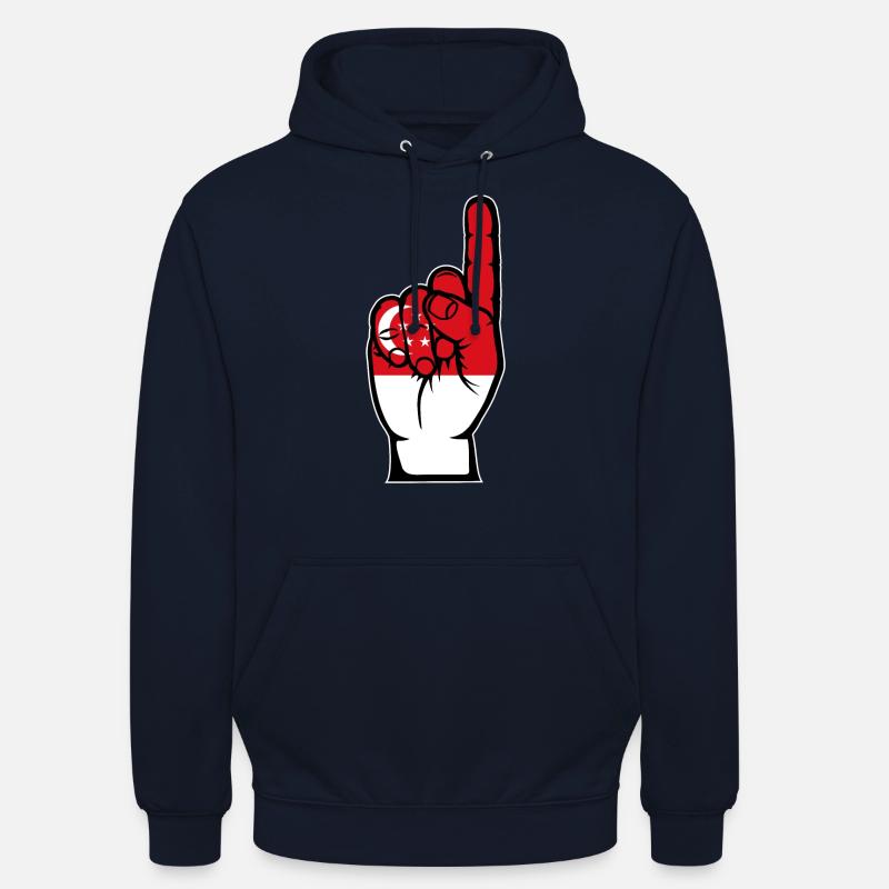 Drapeau de Singapour numéro 1 - Sweat-shirt à capuche unisexe - marine