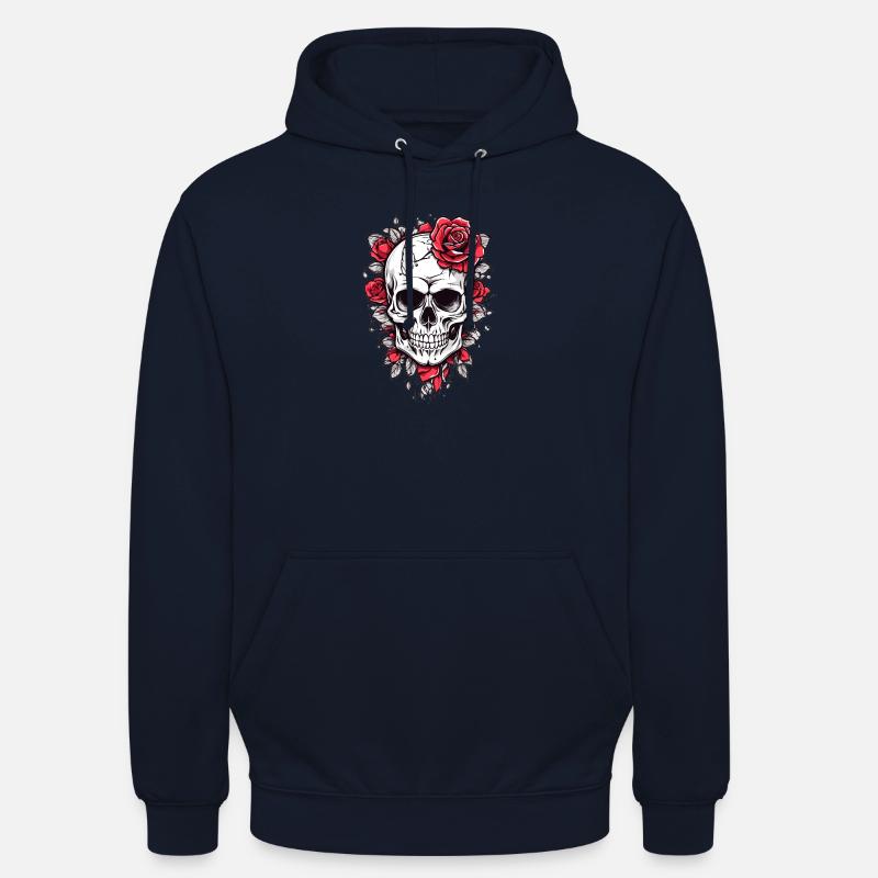 Totenkopf mit Rosen - Luvtröja unisex - marinblå