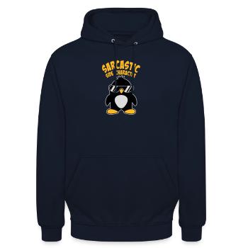 Logo des lunettes de soleil de personnage secondaire sarcastique du Pingouin - Sweat-shirt à capuche unisexe - marine - Devant - Alina (178cm) & Michal (187cm)