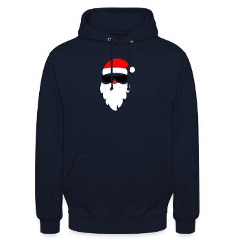 Cooler Weihnachtsmann Santa Nikolaus  - Unisex Hoodie - Navy - Vorne - Alina (178cm) & Michal (187cm)