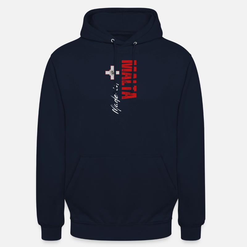 Fabriqué à Malte, conception verticale - Sweat-shirt à capuche unisexe - marine