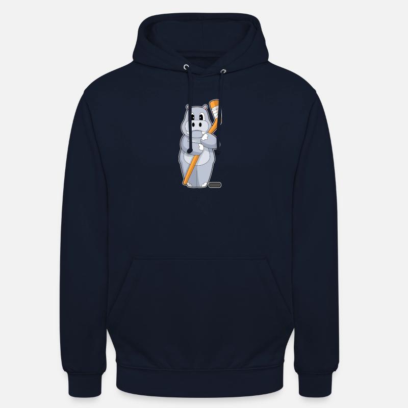 Nilpferd Eishockey Eishockeyschläger - Unisex Hoodie - Navy