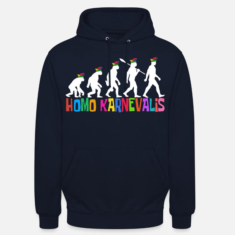 Homo Carnival | Évolution des Fous, Engraissé - Sweat-shirt à capuche unisexe - marine