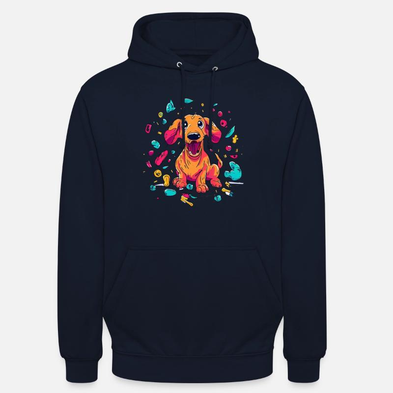 Méfait espiègle du chiot teckel - Sweat-shirt à capuche unisexe - marine