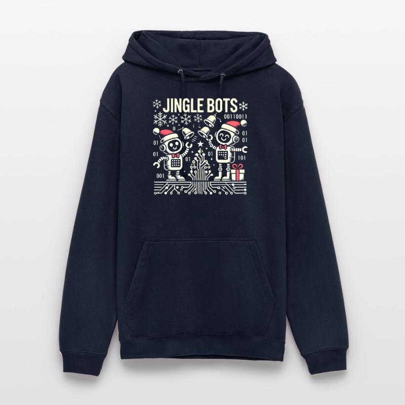 Jingle Bots - Christmas Robots with Binary Code Unisex Hoodie