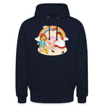 Alice Im Wunderland und Pinocchio Auf Abenteuer - Unisex Hoodie - Navy - Vorne - Alina (178cm) & Michal (187cm)