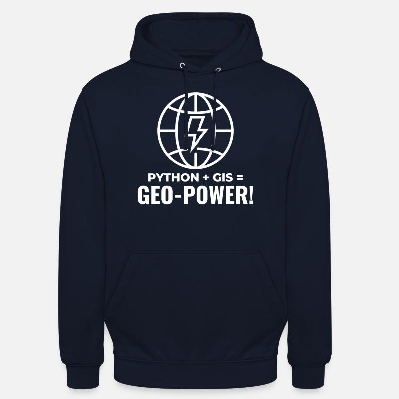 Python SIG Géo-Puissance Programmation Géospatial - Sweat-shirt à capuche unisexe - marine