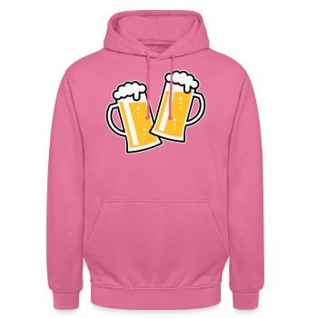 2 chopes à bière Toast (bière / chope à bière / 3C) - Sweat-shirt à capuche unisexe - rose - Devant - Alina (178cm) & Michal (187cm)
