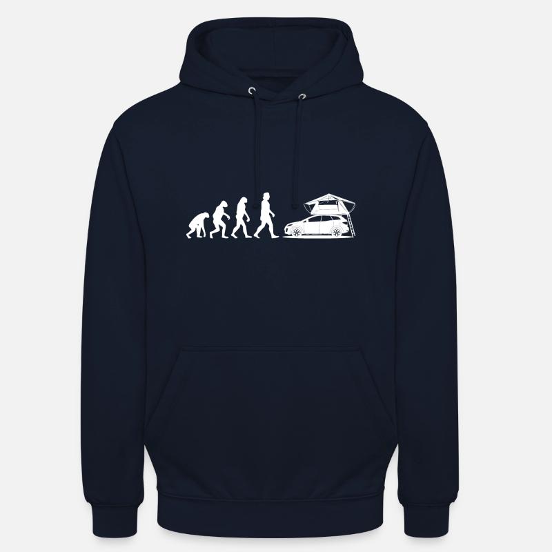 Evolution mit DACHZELT - Geschenk für Camper - Unisex Hoodie - Navy
