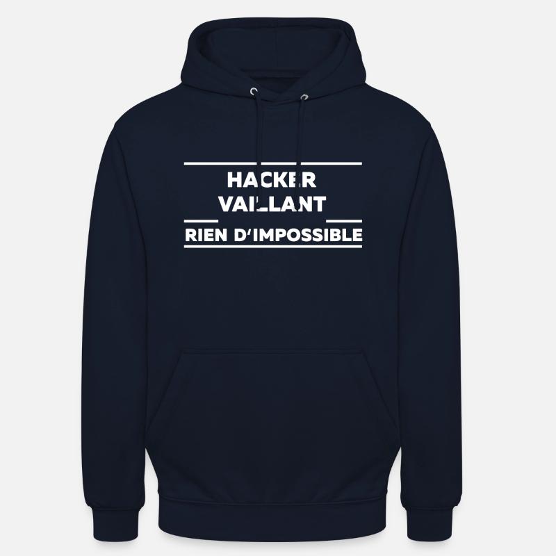 t- shirt Hacker vaillant rien d'impossible blanc - Sweat-shirt à capuche unisexe - marine
