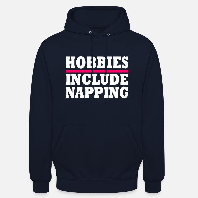 Hobbies include napping - Sweat-shirt à capuche unisexe - marine