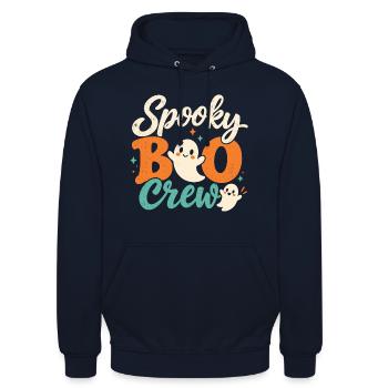 Spooky Boo Crew Retro Halloween-Geister - Unisex Hoodie - Navy - Vorne - Alina (178cm) & Michal (187cm)