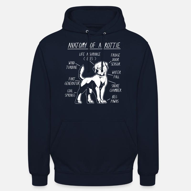 Anatomie d’un Rottweiler - Sweat-shirt à capuche unisexe - marine