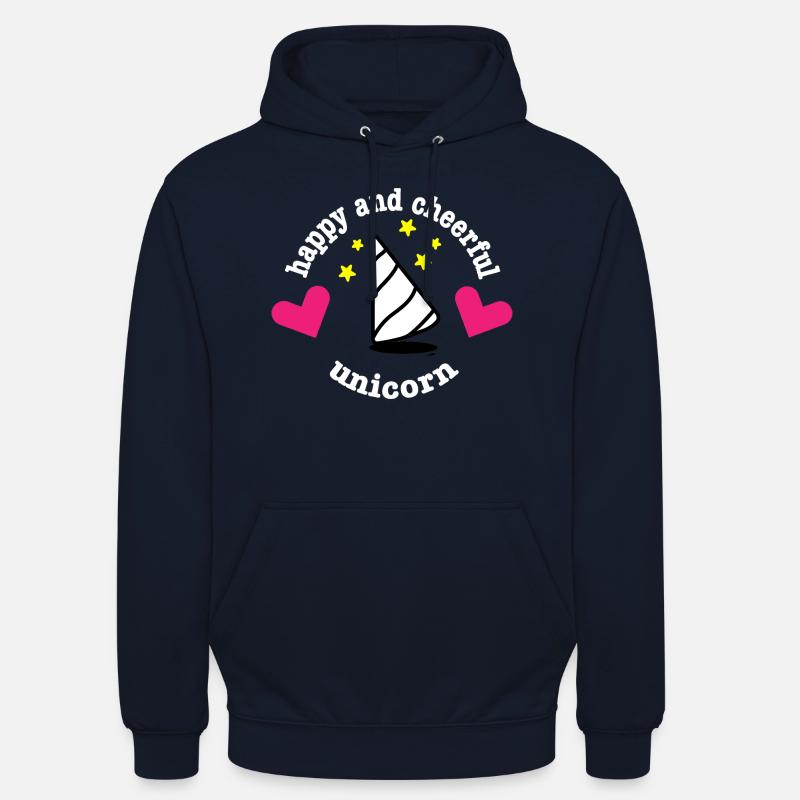 licorne joyeuse et joyeuse - GiftIdea - Sweat-shirt à capuche unisexe - marine